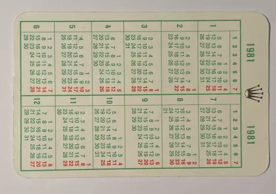 Rolex Pocket Calendar from 1981 photo 2