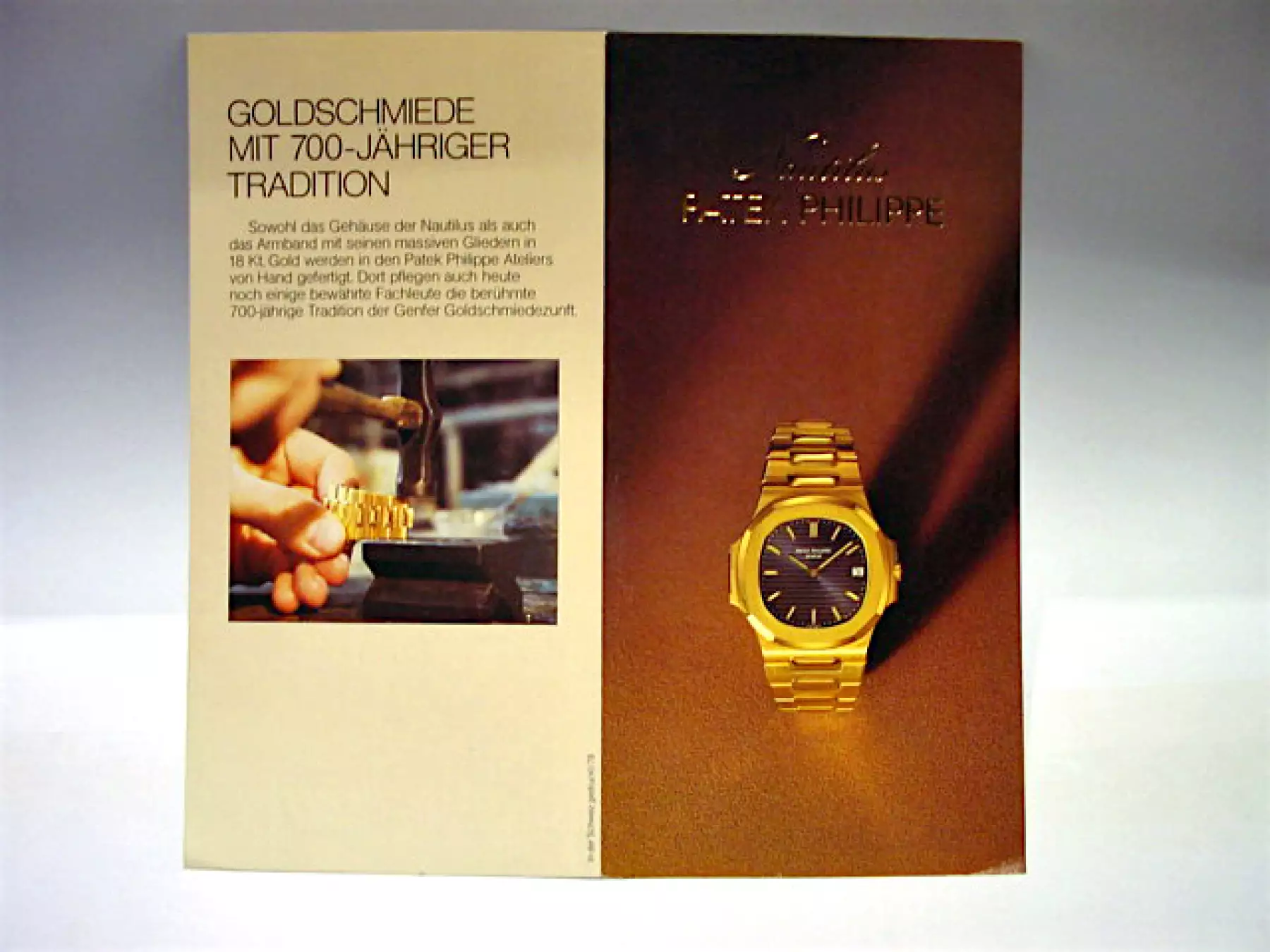 Patek Philippe rare Nautilus Booklet for the Reference 3700 yellow gold 1978