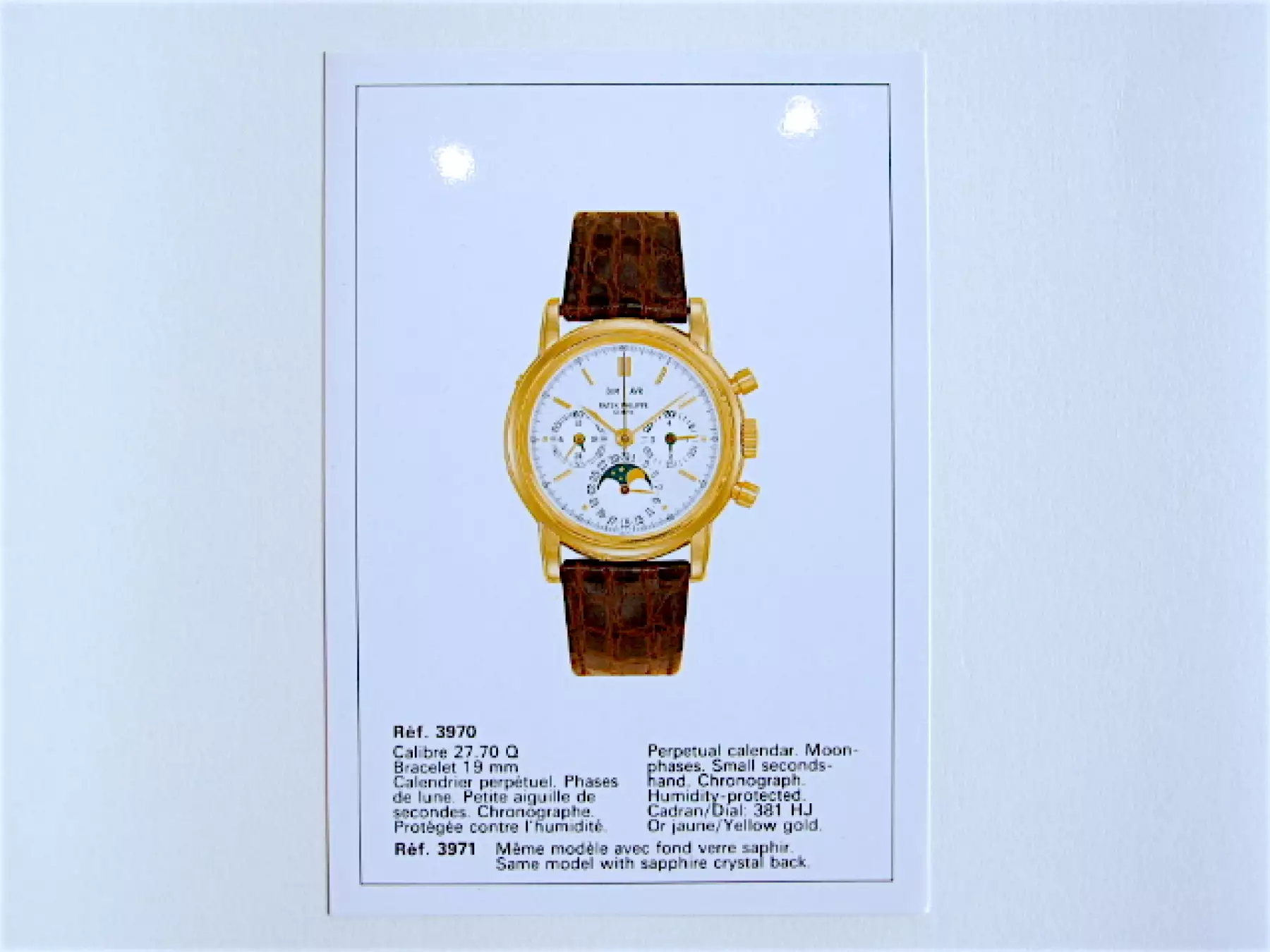Patek Philippe rare Datasheet for the References 3970 and 3971