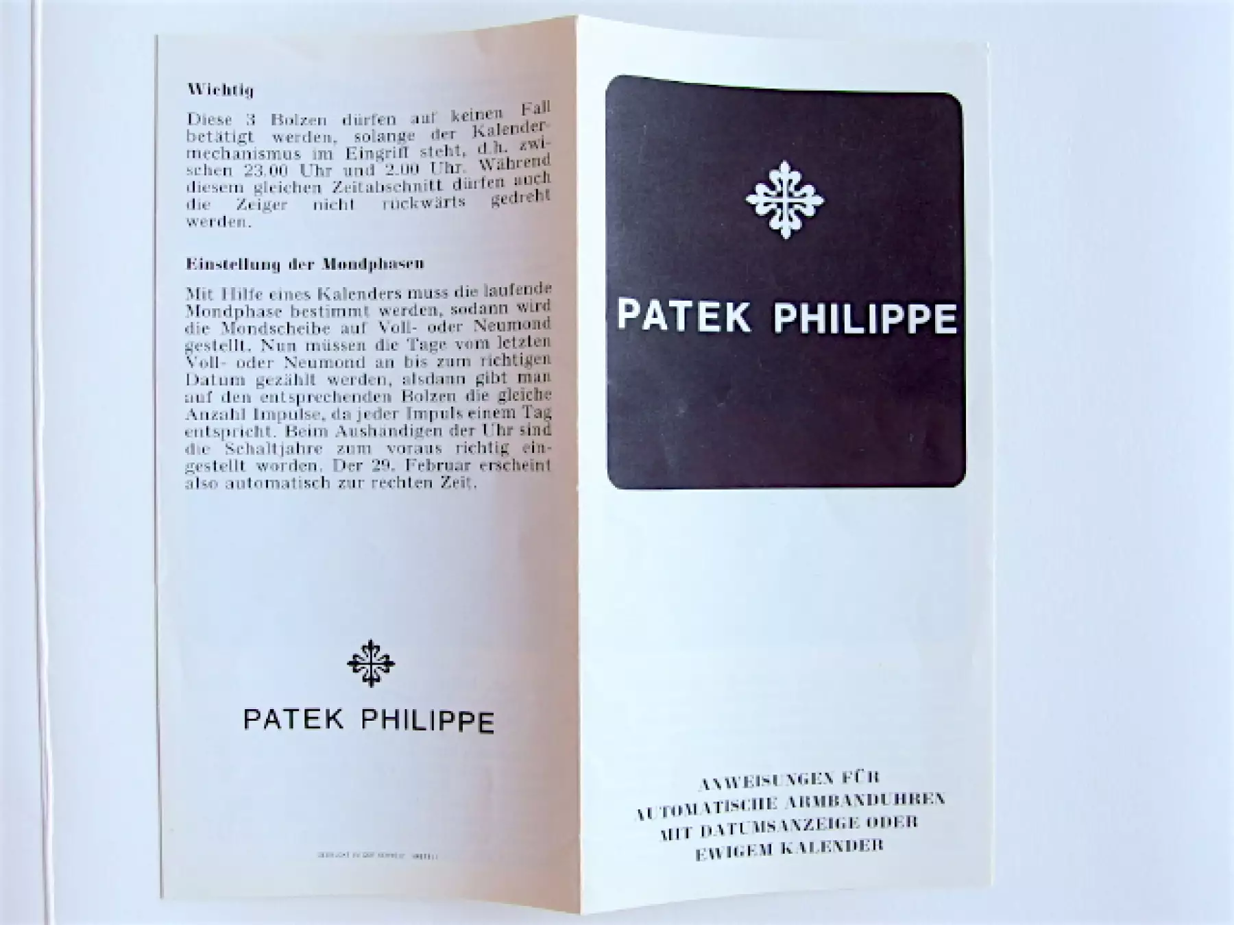 Patek Philippe Instructions and Description for the References 3448 and 3514