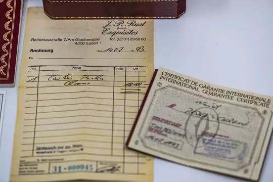 Cartier 30009 Pasha de Cartier Chronograph blue dial Full Set 1993 yellow gold photo 11