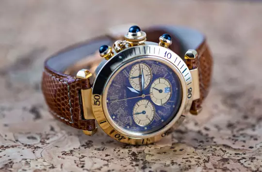 Cartier 30009 Pasha de Cartier Chronograph blue dial Full Set 1993 yellow gold photo 17