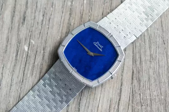 Piaget 12427 A 4 very rare TV Screen Clous De Paris white gold Lapis Lazuli dial photo 13