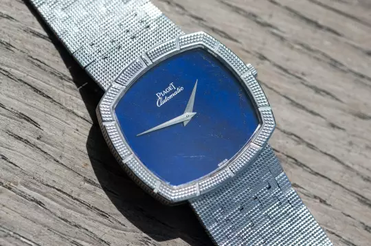 Piaget 12427 A 4 very rare TV Screen Clous De Paris white gold Lapis Lazuli dial photo 17