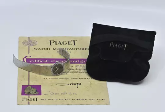 Piaget 9706 A 6 rare Vintage Dress Watch Diamond Certificate Onyx / Diamond Dial photo 13