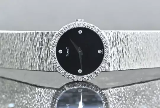 Piaget 9706 A 6 rare Vintage Dress Watch Diamond Certificate Onyx / Diamond Dial photo 15