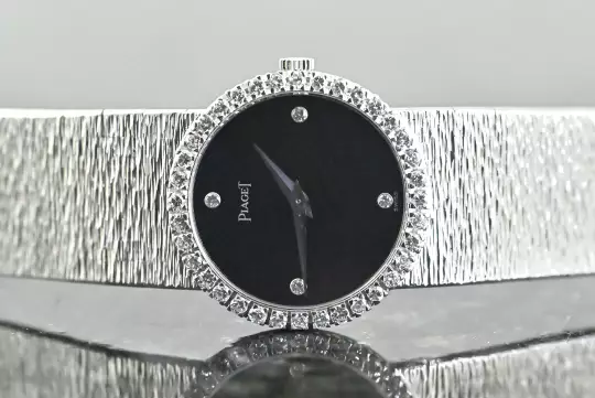 Piaget 9706 A 6 rare Vintage Dress Watch Diamond Certificate Onyx / Diamond Dial photo 2