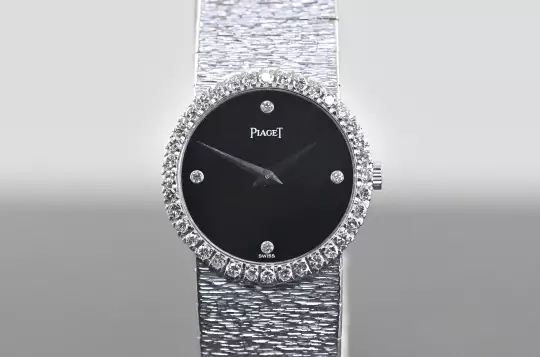 Piaget 9706 A 6 rare Vintage Dress Watch Diamond Certificate Onyx / Diamond Dial photo 7