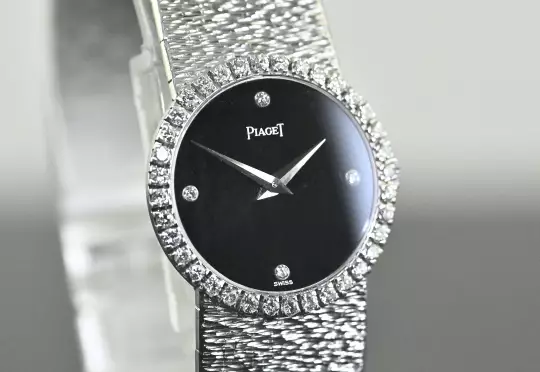 Piaget 9706 A 6 rare Vintage Dress Watch Diamond Certificate Onyx / Diamond Dial photo 8