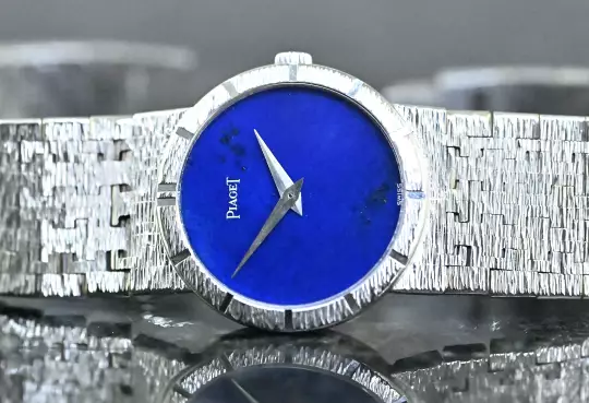 Piaget 9701 A 6 rare Vintage Dress Watch white gold Lapislazuli dial photo 2
