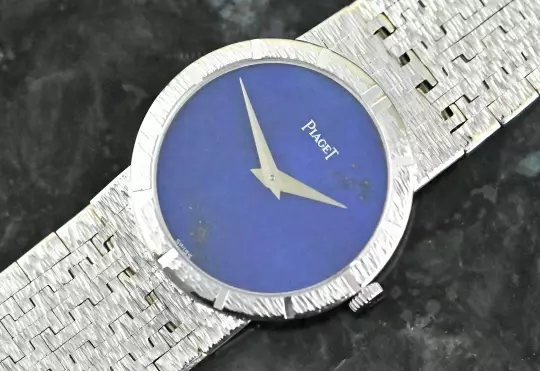 Piaget 9701 A 6 rare Vintage Dress Watch white gold Lapislazuli dial photo 1