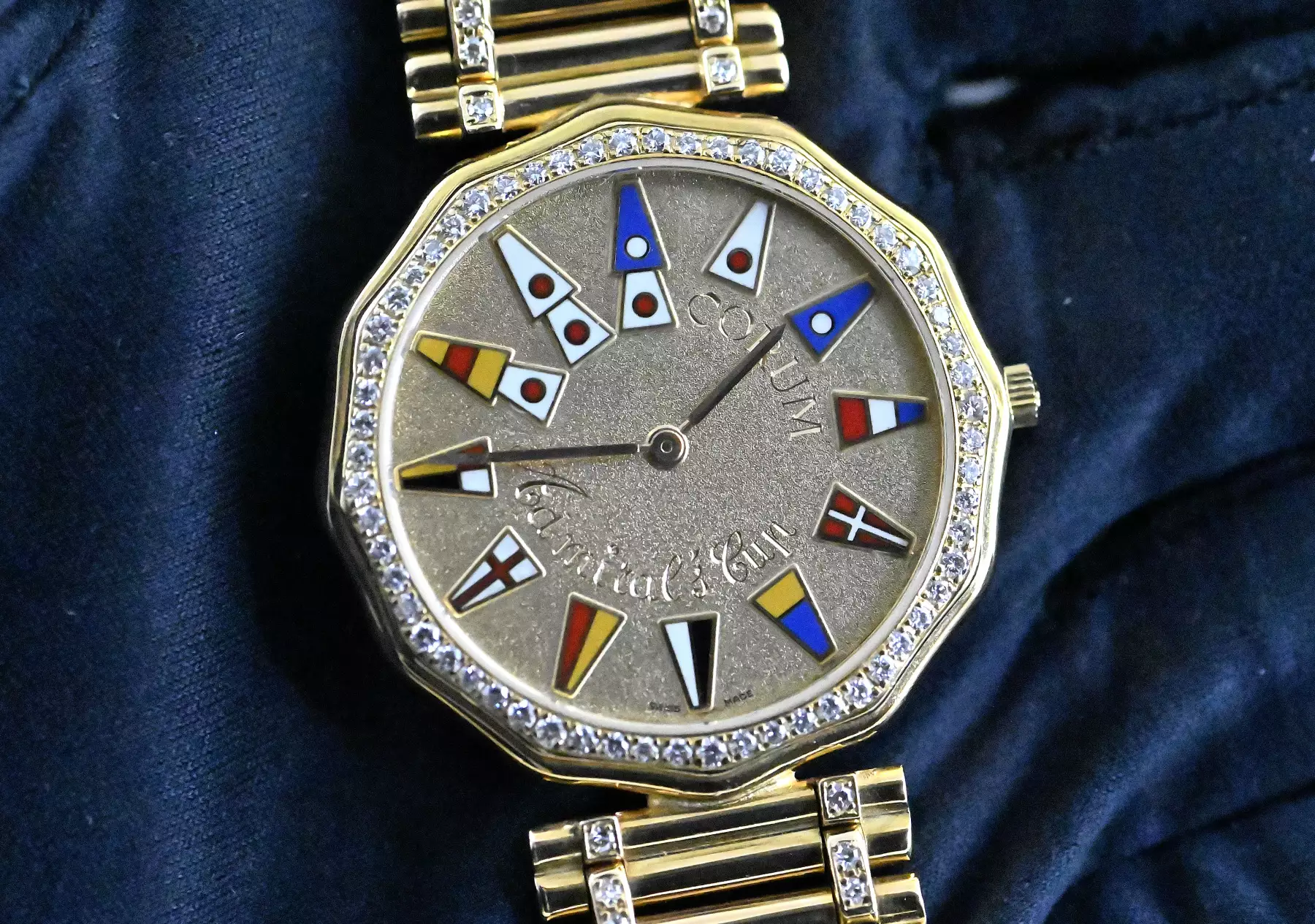 Corum 44.810.65 V067 A012 rare Admirals Cup orig. gold bracelet Diamond