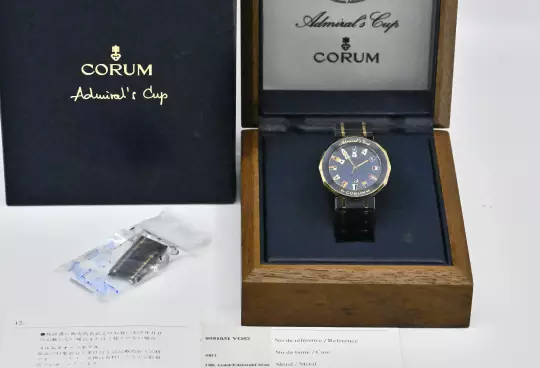 Corum 99.810.31 V-52 rare Admiral's Cup Full Set 1993 blue Steel & Gold photo 6
