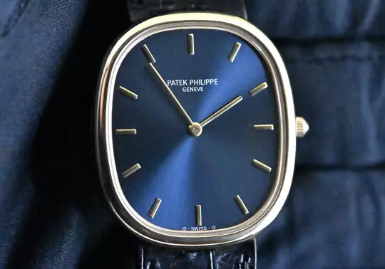 Patek Philippe 3738 Ellipse D'Or blue dial German Certificate 1993 yellow gold photo 2