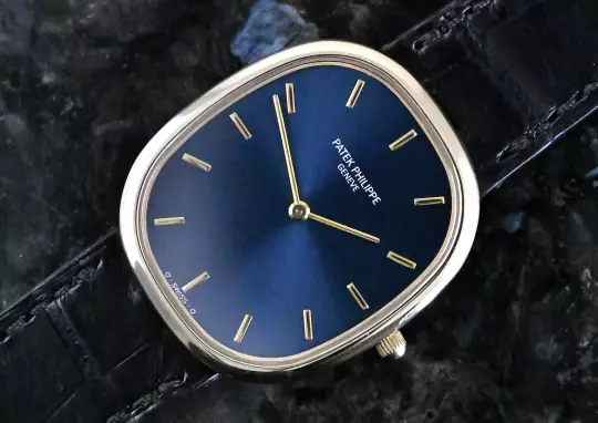 Patek Philippe 3738 Ellipse D'Or blue dial German Certificate 1993 yellow gold photo 1
